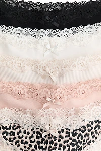 Lot de 5 culottes Brazilian en coton et dentelle
