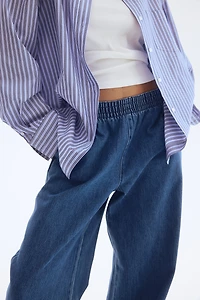 Pull-on denim trousers