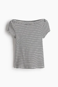 Haut côtelé avec encolure bateau