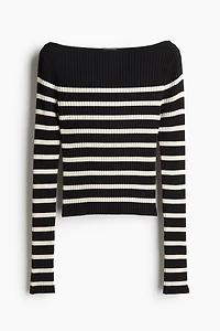 Rib-knit Boat-neck Top