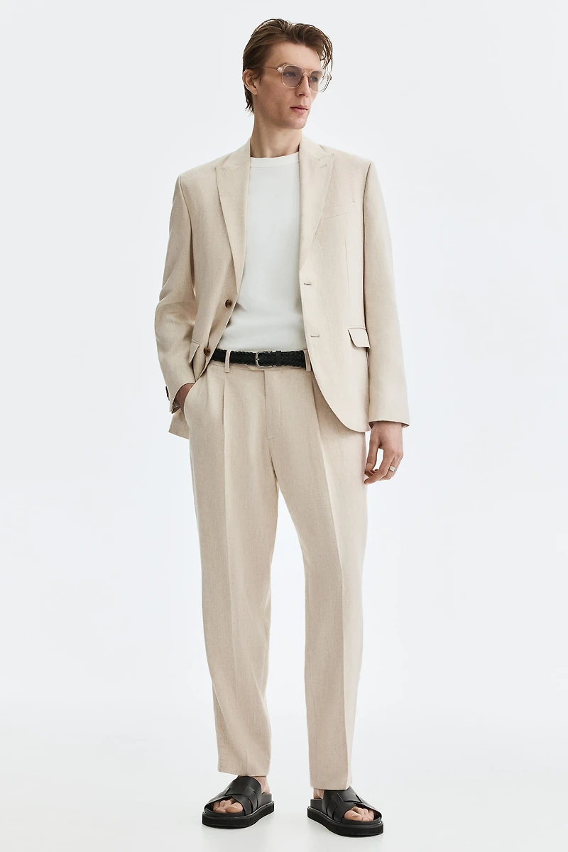 Regular-Fit Tailored Linen-Blend Pants