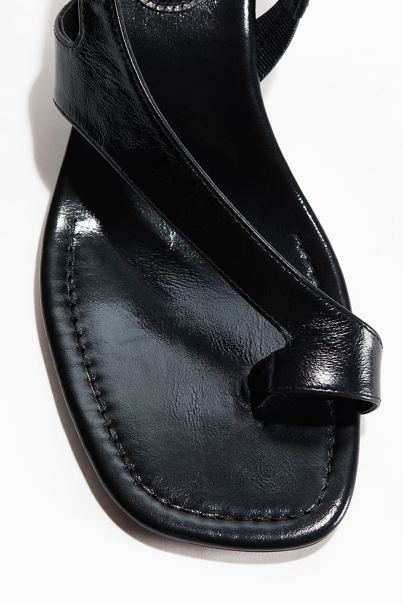 Kitten-Heeled Leather Sandals