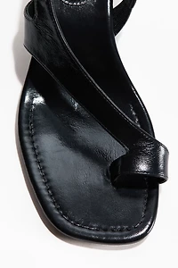 Kitten-Heeled Leather Sandals