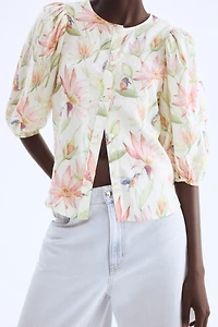 Blouse en lin mélangé