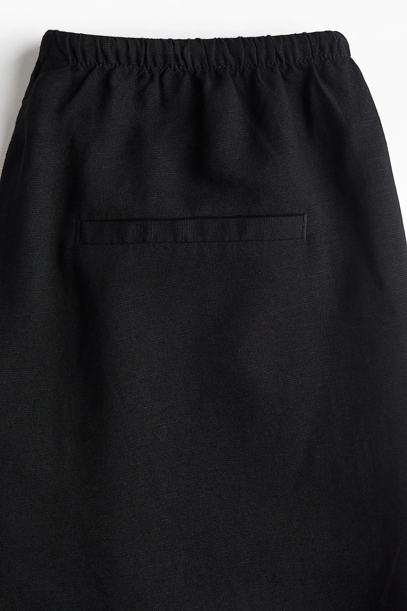 Straight linen-blend trousers