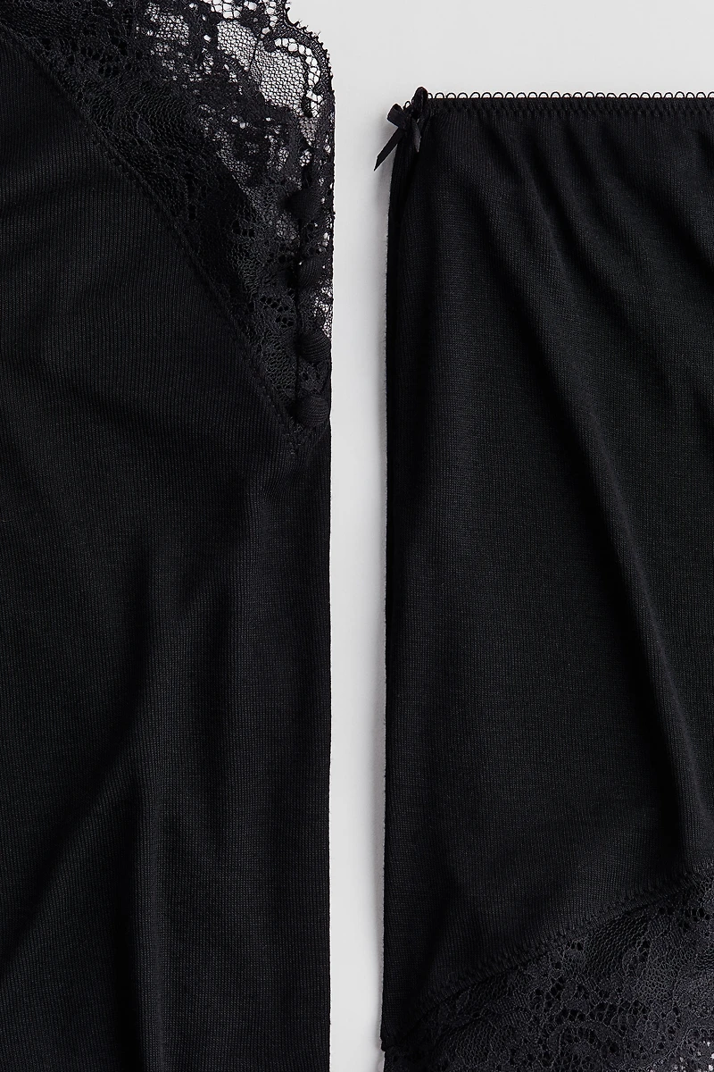 Lace-Trimmed Viscose-Blend Pajamas