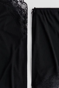 Lace-Trimmed Viscose-Blend Pajamas