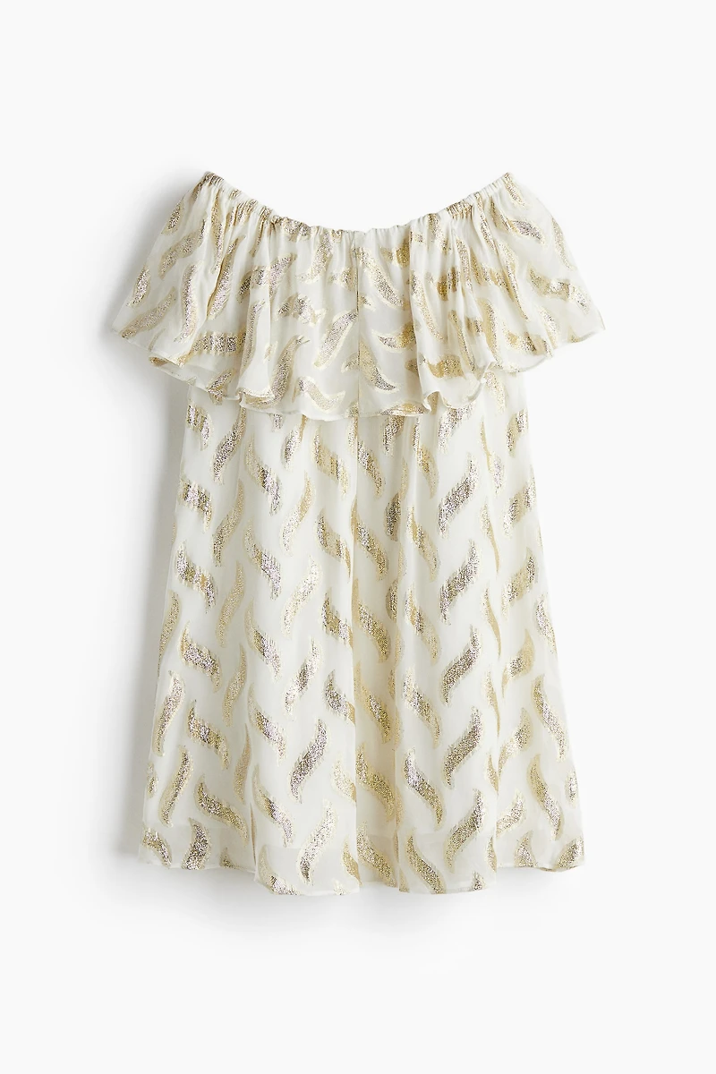 Jacquard-Weave Off-the-Shoulder Dress