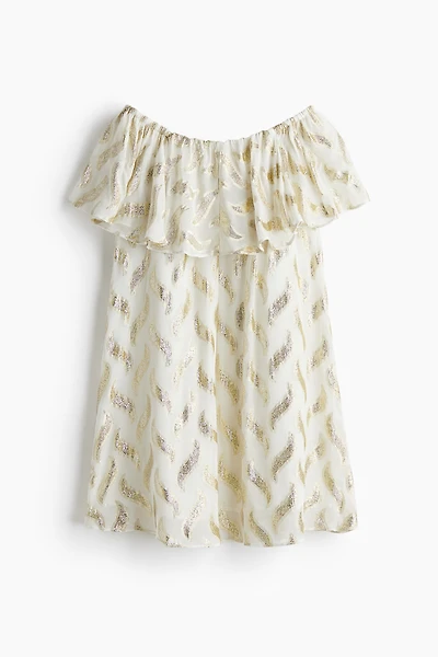 Jacquard-Weave Off-the-Shoulder Dress