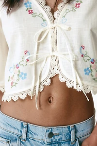 Cropped Embroidered Blouse