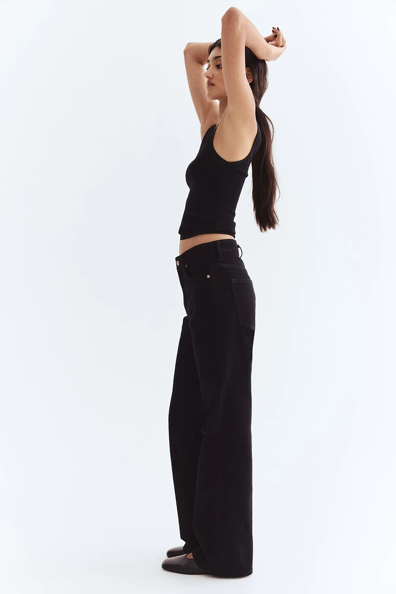 Jean taille haute jambes semi-évasées