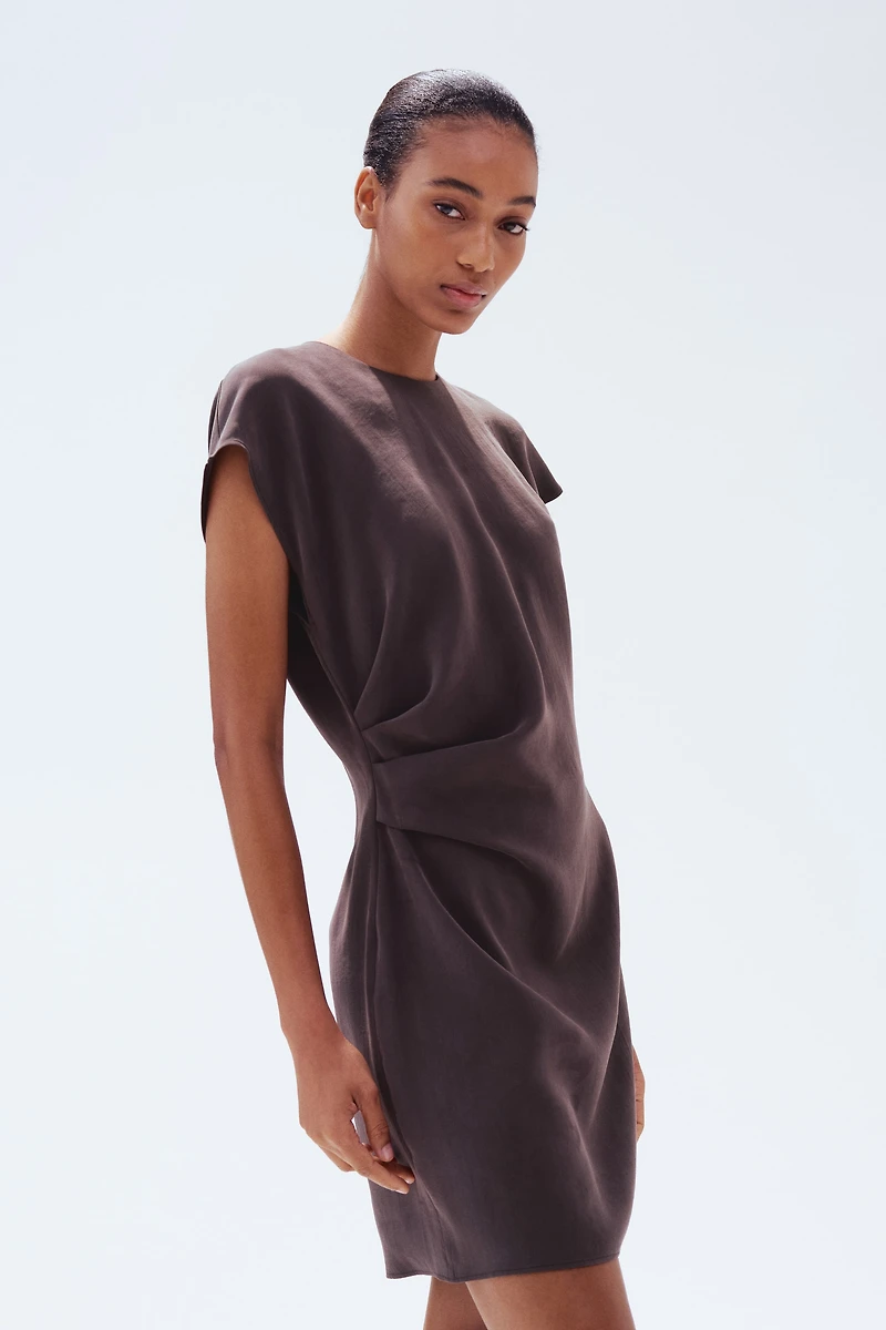 Pleated-Detail Mini Dress