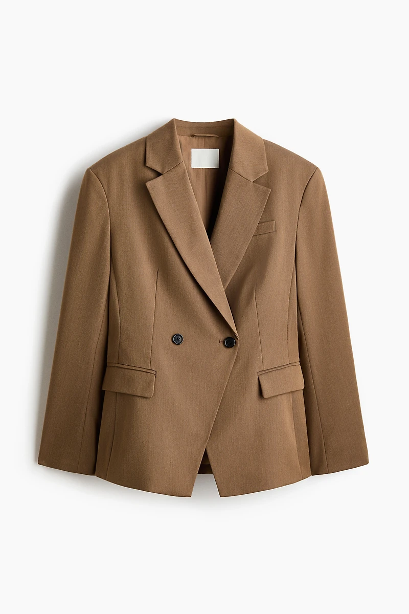 Defined-Waist Double-Breasted Blazer