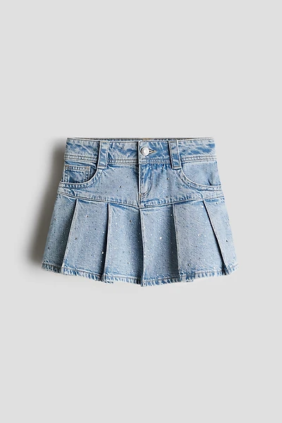 Pleated denim skirt