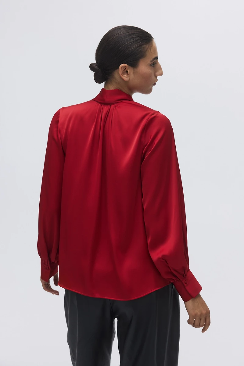 Tie-Neck Chiffon Blouse