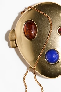 Asymmetric Metal Clutch Bag