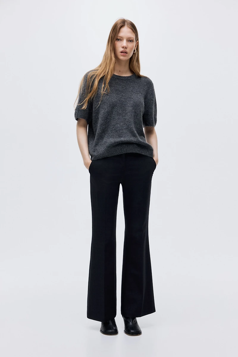 Pantalon évasé en laine mélangée