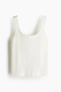 Scalloped-Edge Fine-Knit Tank Top
