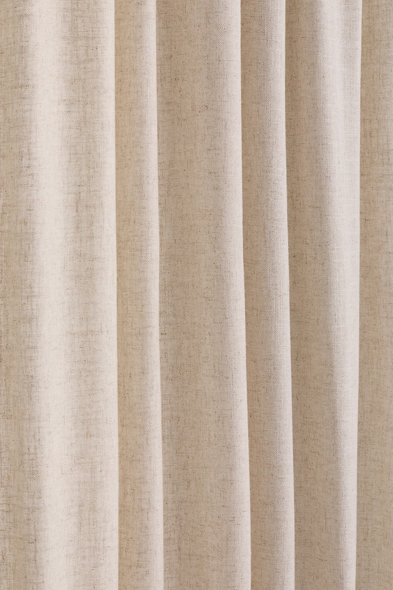 Single Long and Wide Linen-Blend Curtain Panel