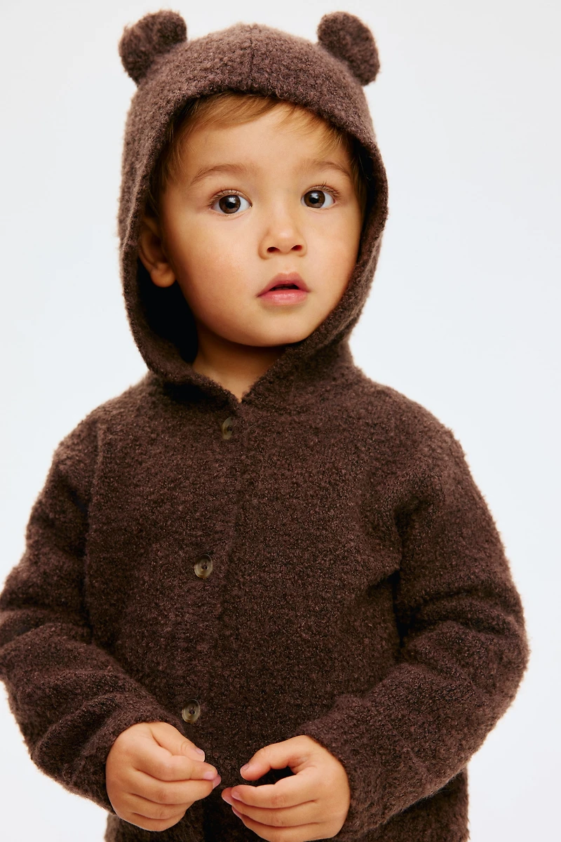 Hooded Bouclé-Knit Cardigan