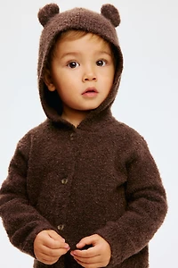 Hooded Bouclé-Knit Cardigan