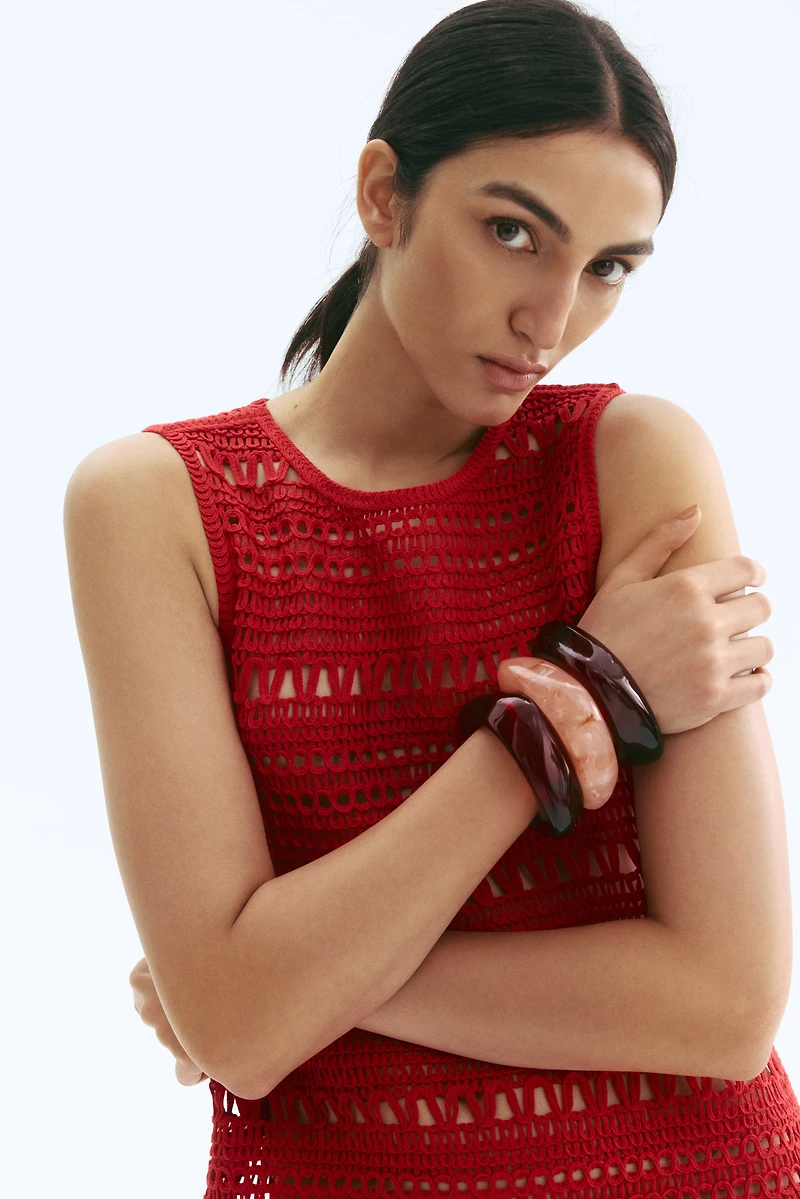 Crochet-Look Mini Dress