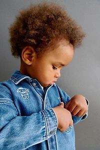Embroidered-Detail Denim Overshirt
