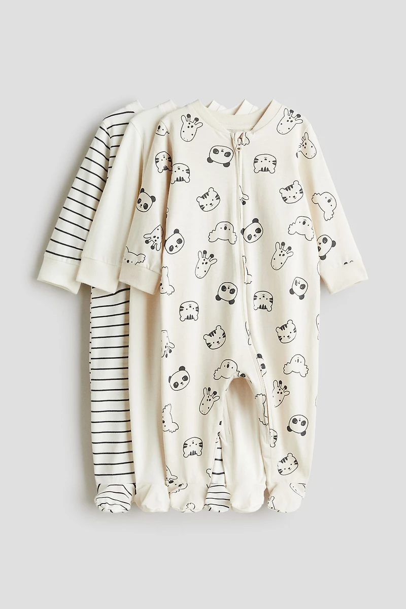 Lot de 3 pyjamas une pièce à fermeture éclair