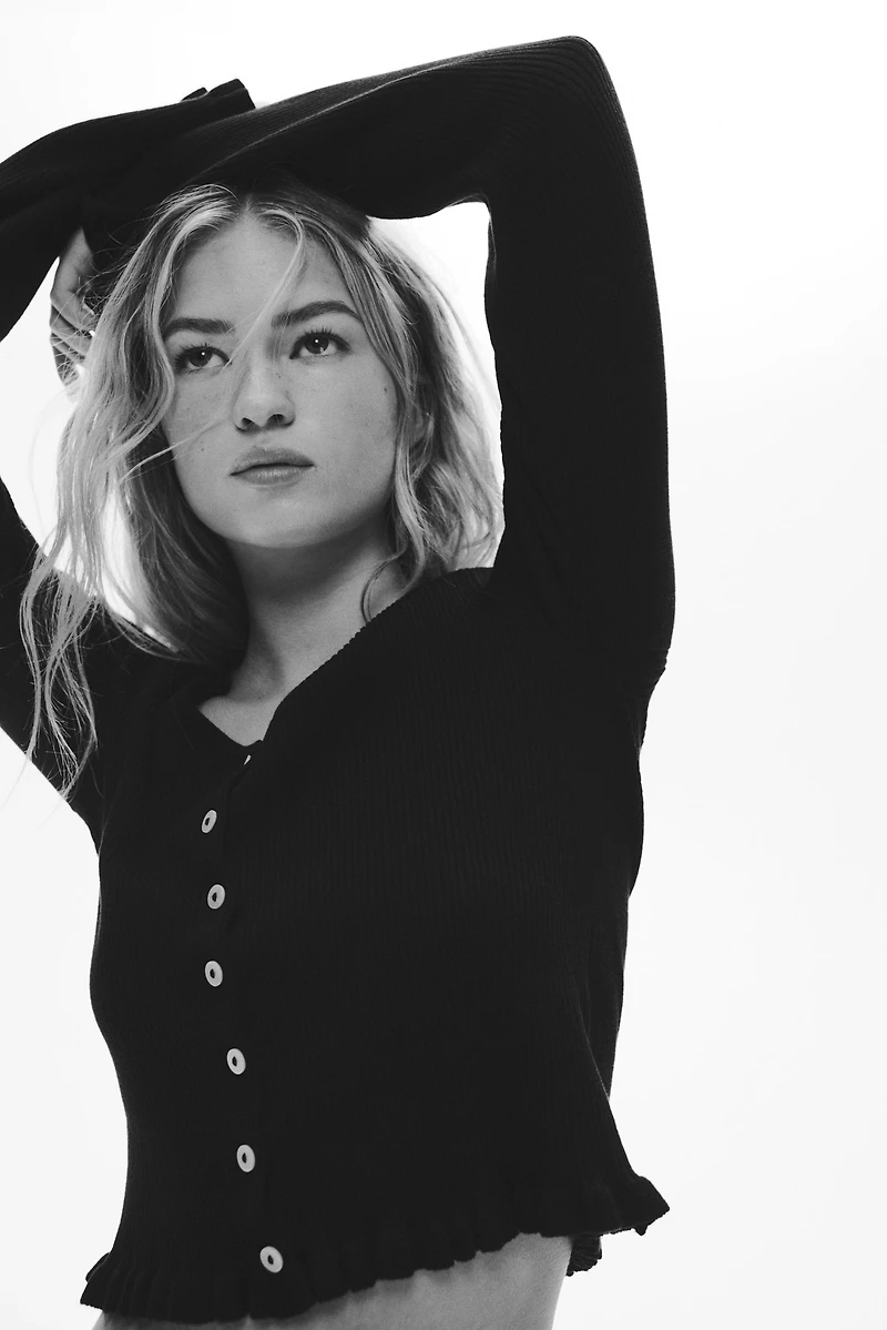 Ruffle-Trimmed Cardigan