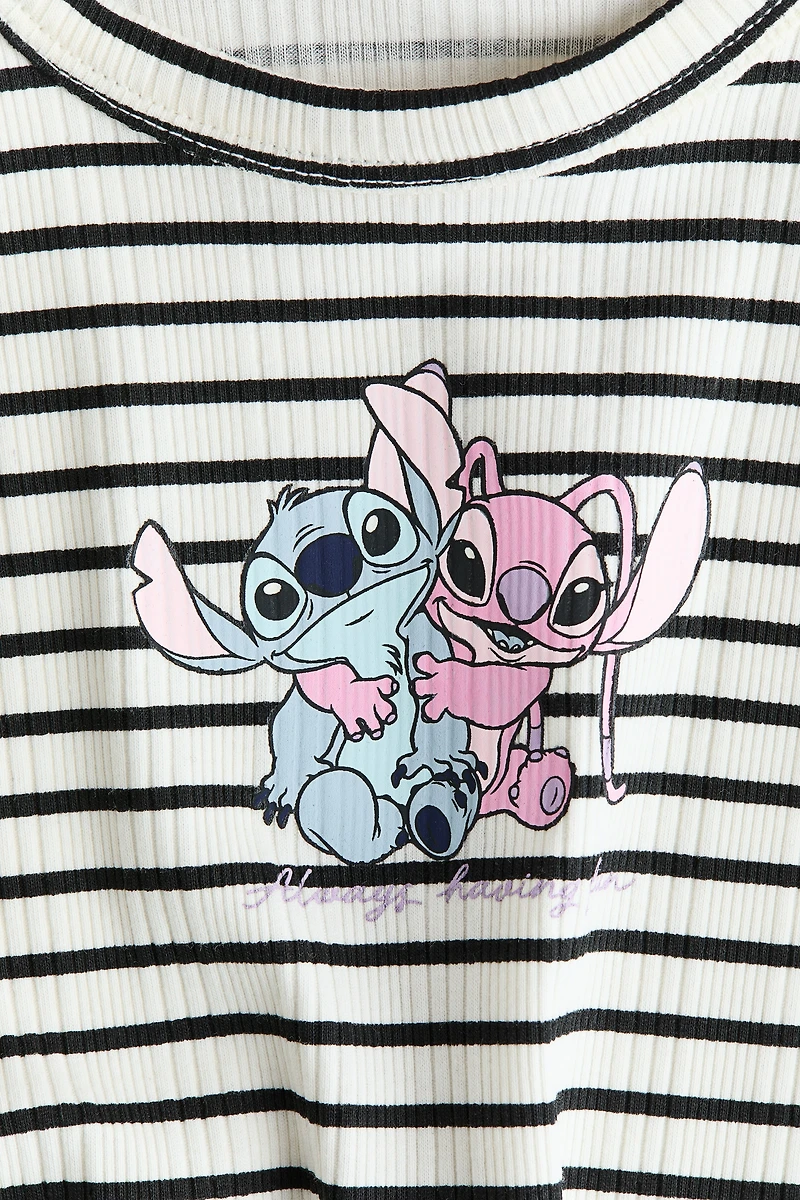 Haut côtelé et imprimé