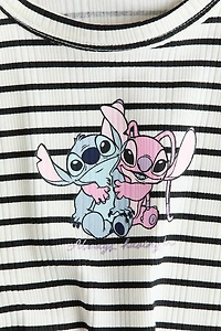 Haut côtelé et imprimé