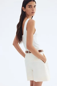 Belted Twill Shorts