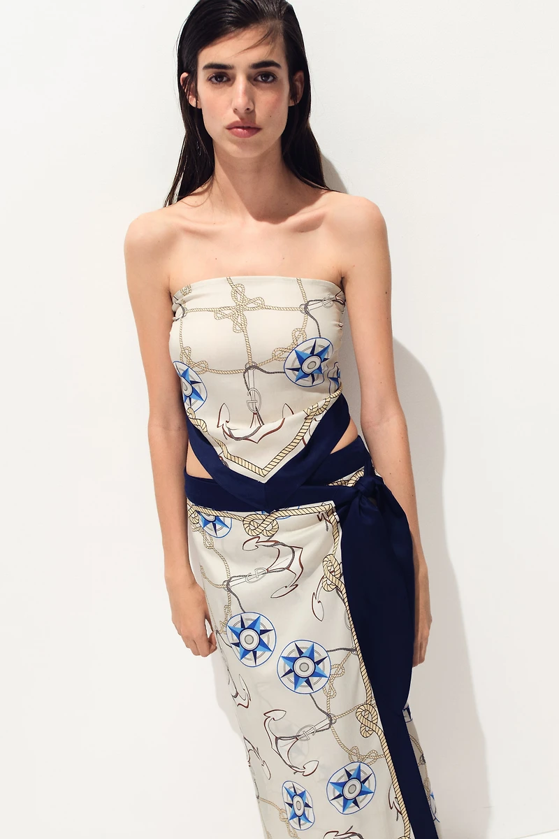 Scarf-Look Lyocell Bandeau Top