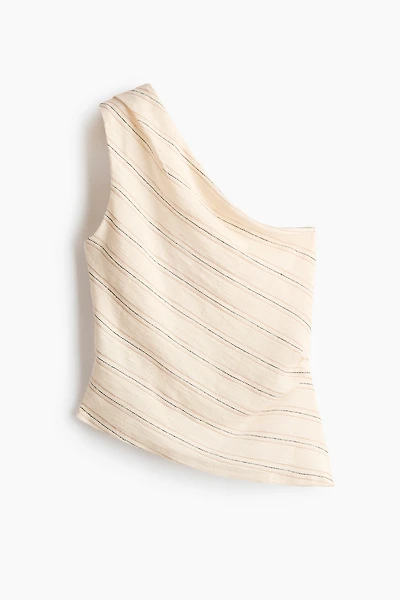 One-Shoulder Textured Cotton Top