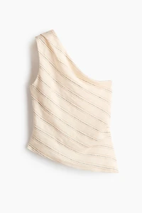 One-Shoulder Textured Cotton Top