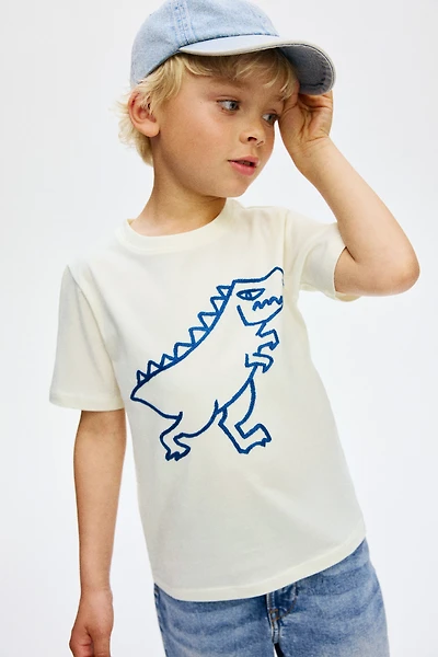 Cotton T-Shirt with Embroidered Motif