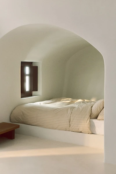 Housse de couette très grand lit double rayée