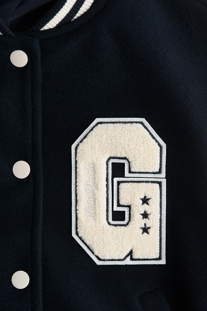 Appliquéd Baseball Jacket
