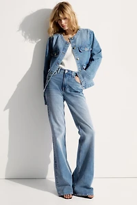 Collarless Denim Jacket