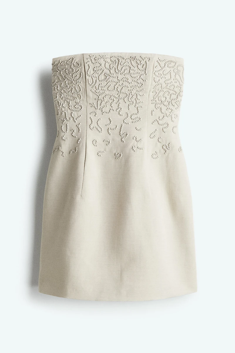 Linen-Blend Bandeau Dress