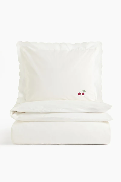 Embroidered-Detail Duvet Cover Set
