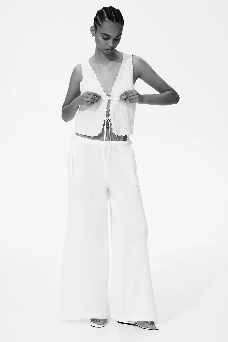 Drawstring-Detail Muslin Pants