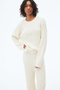 Pantalon en tricot torsadé de cachemire mélangé