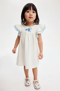 Embroidered-Detail Cotton Dress
