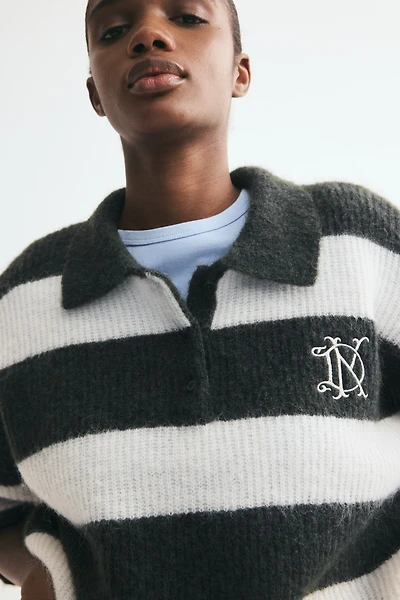 Rib-Knit Polo Sweater