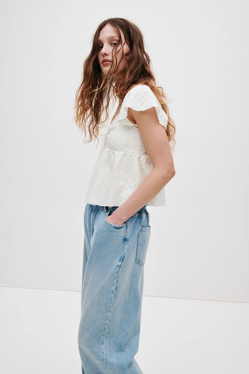 Blouse en jersey pointelle