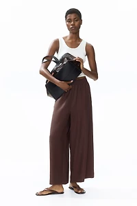 Linen-Blend Ankle-Length Pants