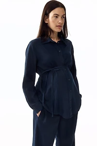 MAMA Linen-Blend Shirt