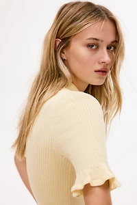 Haut en tricot côtelé à col