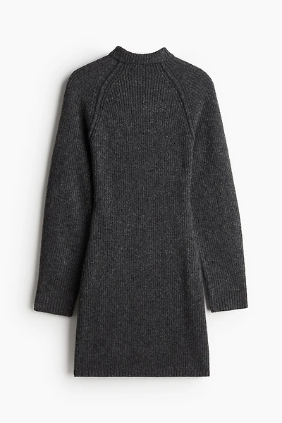 Rib-Knit Mock Turtleneck Dress